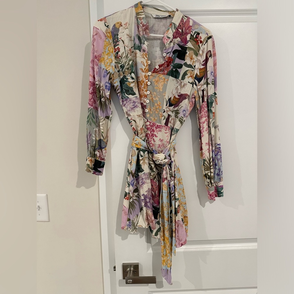 Zara Tropical Print Mini Dress